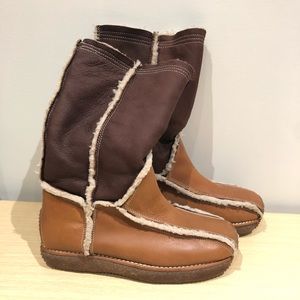 Steve madden vintage chunky womans leather 80’s 90’s sherpa winter boots sz 7.5
